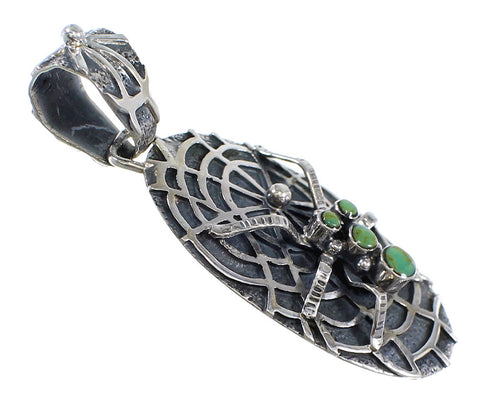 Southwest Sterling Silver And Turquoise Spider Pendant VX55134
